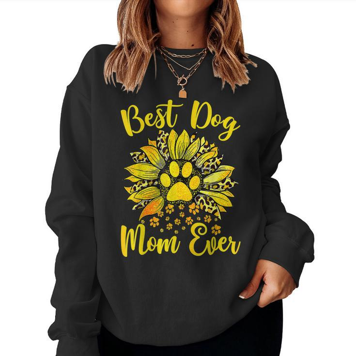 Best Dog Mom Ever Sunflower Dog Lover Women Sweatshirt