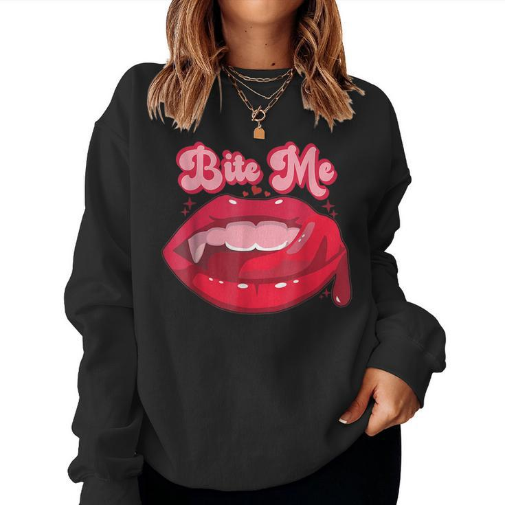 Bite Me Lips Valentine Gifts Valentines Day For Women  Women Crewneck Graphic Sweatshirt