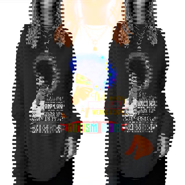 Black Afro American Autism Awareness Mom Rainbow Sparkle Women Crewneck Graphic Sweatshirt