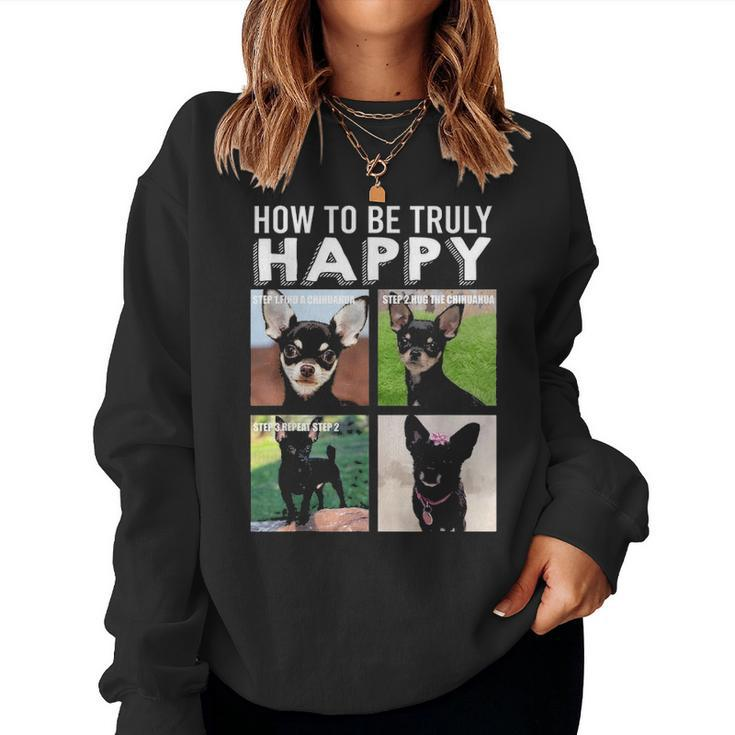 Black Chihuahua Face Funny Chi Dog Mom Dad Lover Theme Gifts Women Crewneck Graphic Sweatshirt