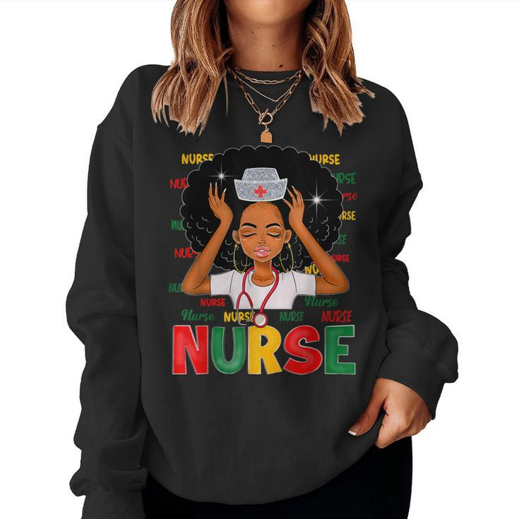 Black Strong Nurse Afro Love Melanin African American Women  V4 Women Crewneck Graphic Sweatshirt