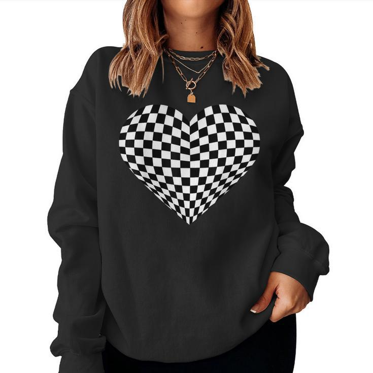 Black White Checkered Cute Chess Game Women Men Women Sweatshirt