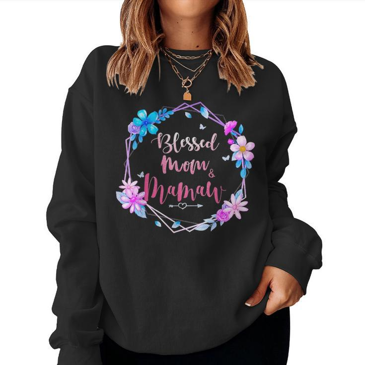 Blessed To Be Called Mom And Mamaw Cute Colorful Floral Women Crewneck Graphic Sweatshirt