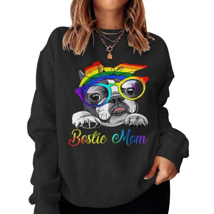 Bostie Mom For Lgbt Pride Boston Terrier Dogs Lovers Women Sweatshirt