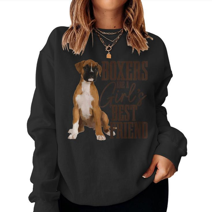 Womens Boxers Are A Girls Best Friend Dog Boxer Mom Sweatshirt
