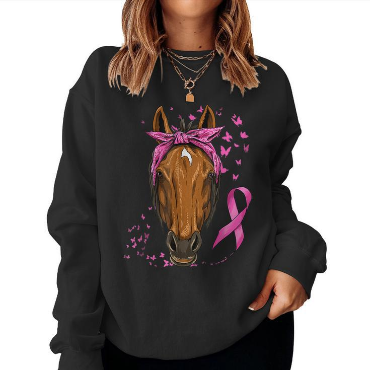 Breast Cancer Awareness Horse Pink Ribbon Cancer Survivor Women Sweatshirt