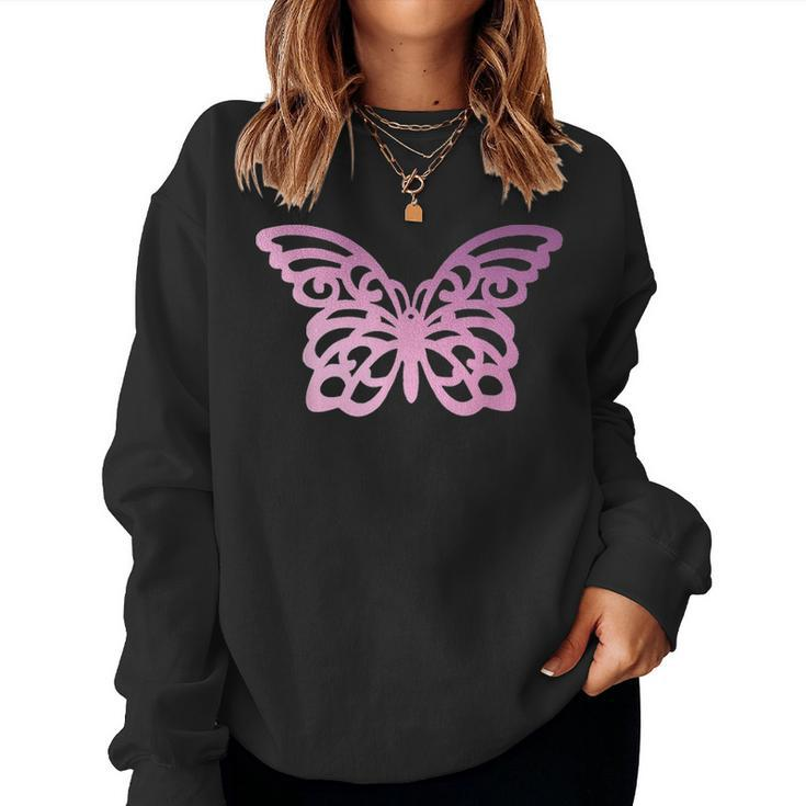 Butterfly Mothers Day Gift Mom Womens Pink Cute Pretty Fun Women Crewneck Graphic Sweatshirt