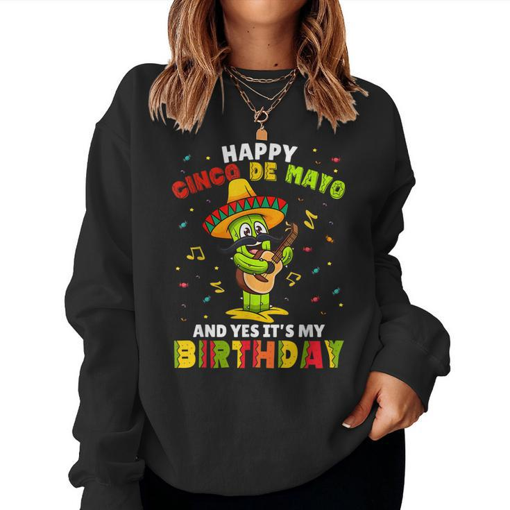 Cactus Birthday Cinco De Mayo Mexican Bday Born May 5 Fiesta Women Sweatshirt