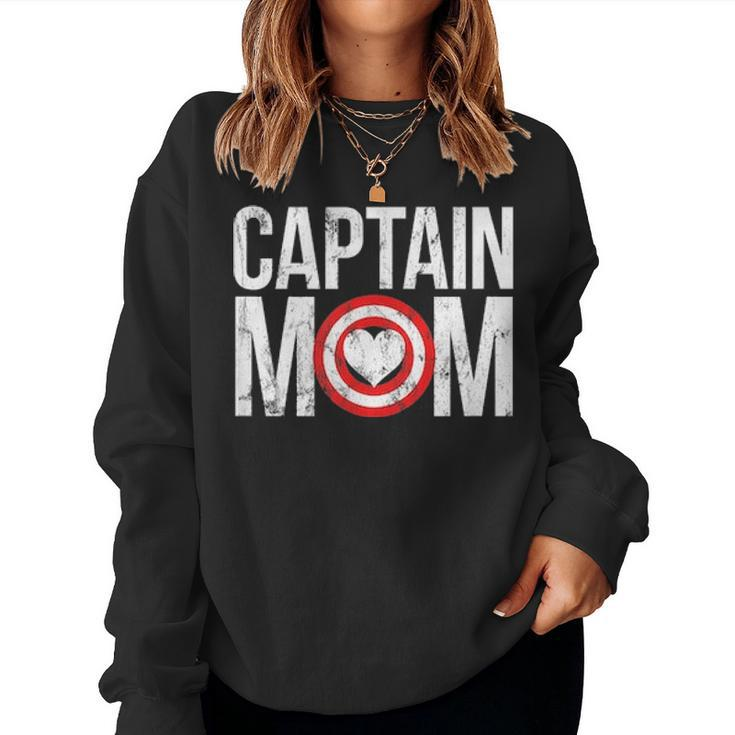 Captain Mom Superhero Child Raising Hero 2838 Women Crewneck Graphic Sweatshirt