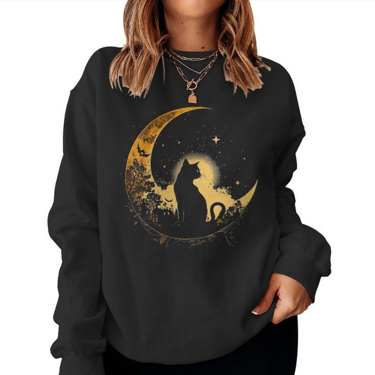 Womens Cat Crescent Black Moon Sailor Women Sweatshirt