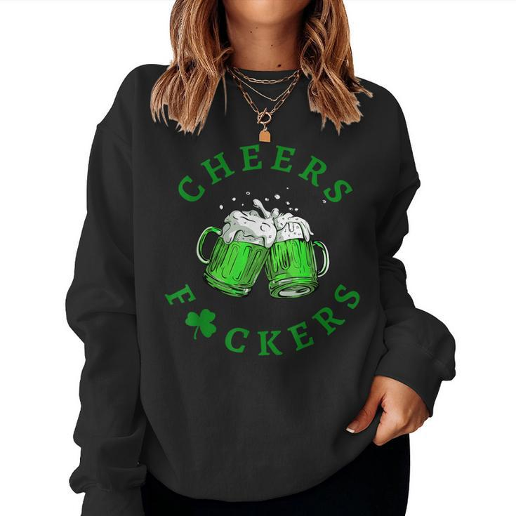 Cheers Fuckers St Patricks Day Men Women Beer Drinking   V2 Women Crewneck Graphic Sweatshirt