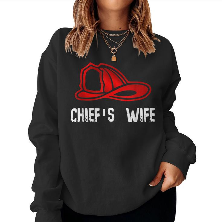 Chiefs Wife Firefighter Gift  - Spouse Fire Company Women Crewneck Graphic Sweatshirt
