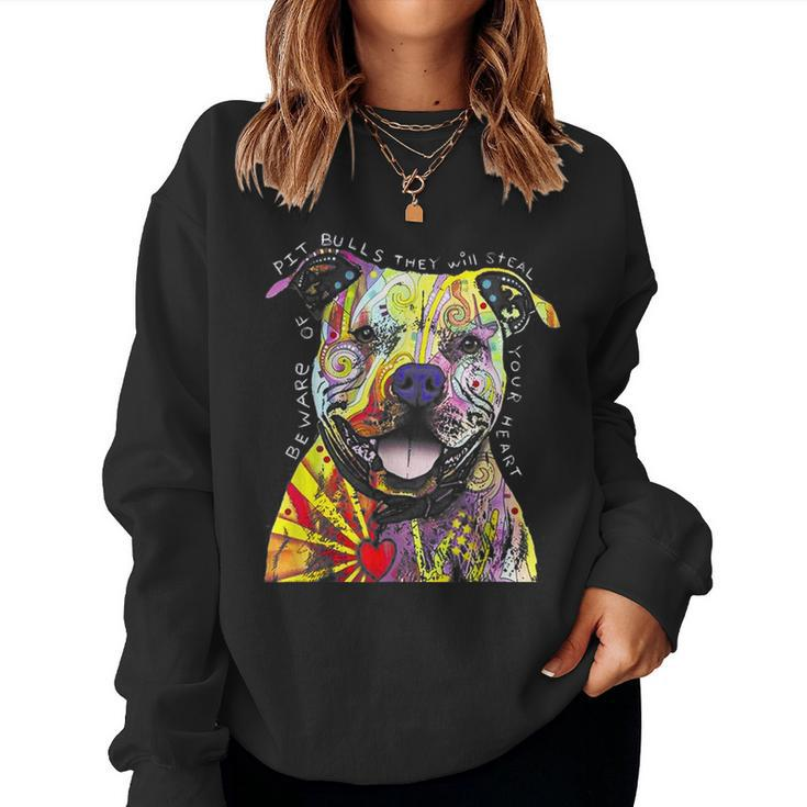 Colorful Baby Pit-Bull Terrier Lover Dad Mom Funny Kidding  Women Crewneck Graphic Sweatshirt
