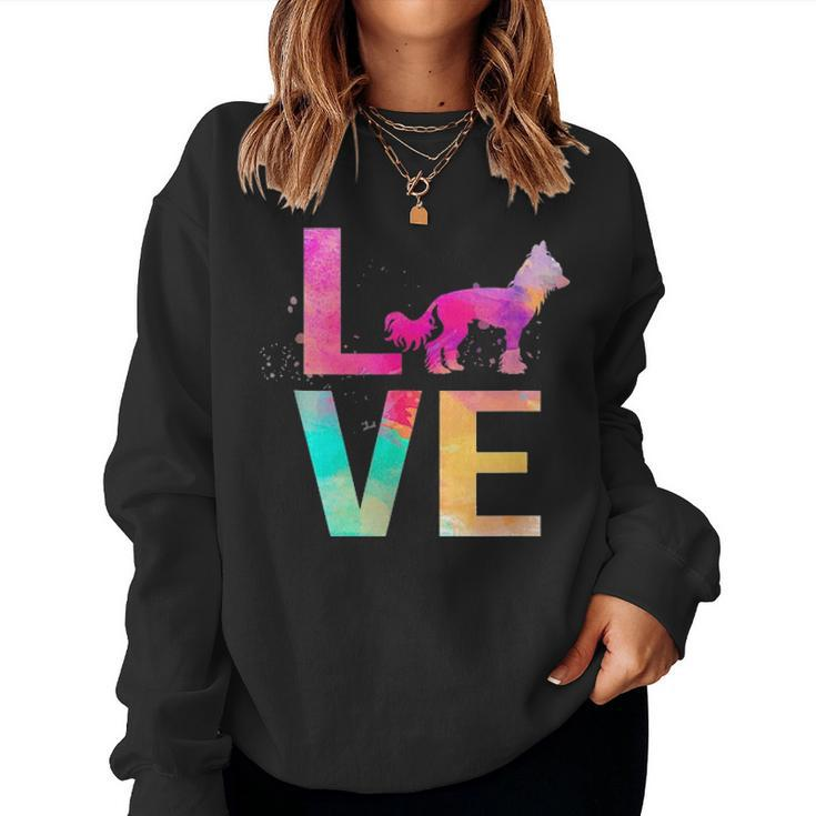 Colorful Chinese Crested Dog Mom Gifts Chinese Crested Women Crewneck Graphic Sweatshirt