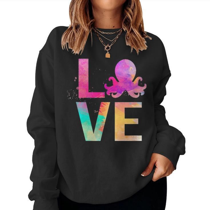 Colorful Octopus Mom Gifts Octopus Women Crewneck Graphic Sweatshirt