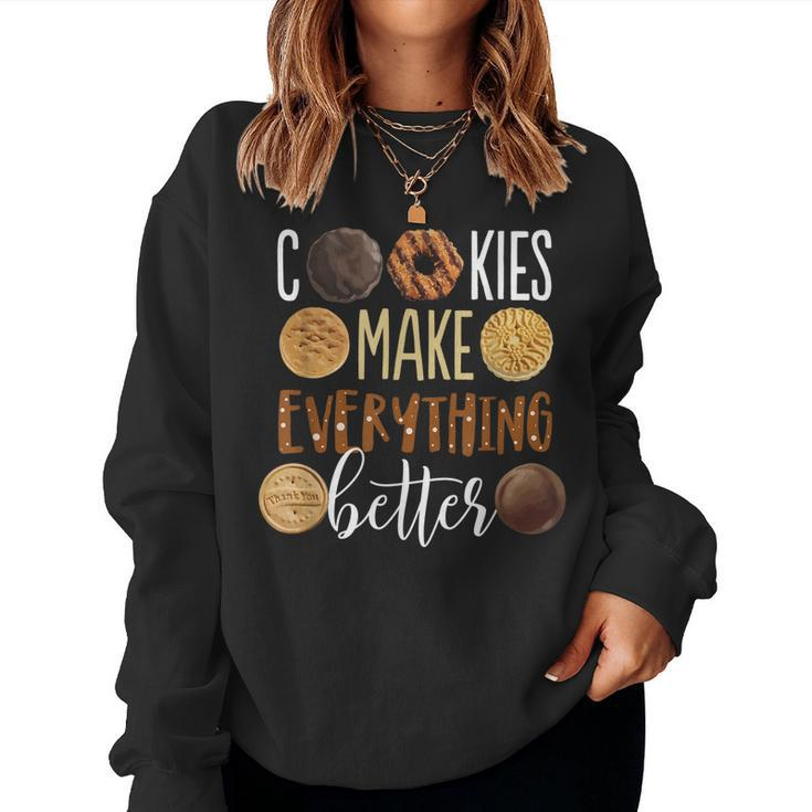Cookies Make Everything Better Funny Christmas  Women Crewneck Graphic Sweatshirt