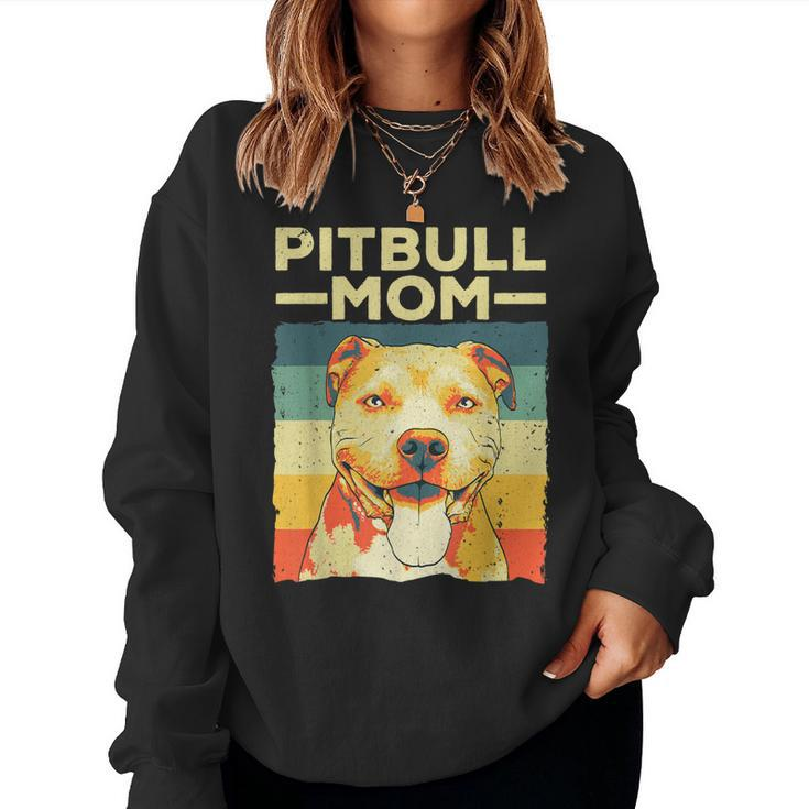 Cool Pitbull Mom For Women Girls Pitbull Owner Dog Lover  Women Crewneck Graphic Sweatshirt