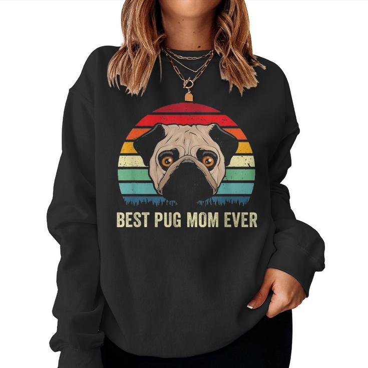 Cute Best Pug Mom Ever Funny Pet Owner Pugs Dog Lover Gift Women Crewneck Graphic Sweatshirt