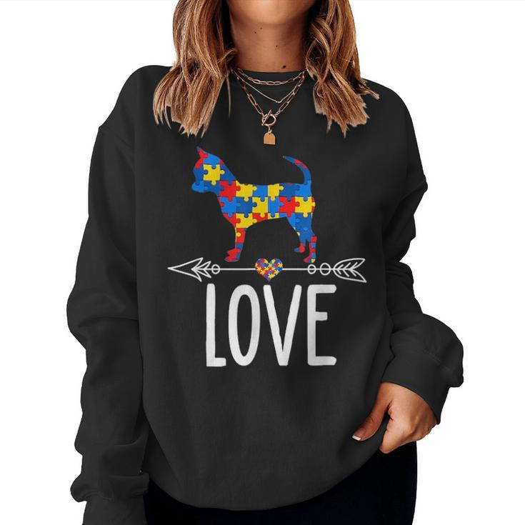 Cute Chihuahua Dog Autism Awareness Love Gifts Mom Dad Kids Women Crewneck Graphic Sweatshirt
