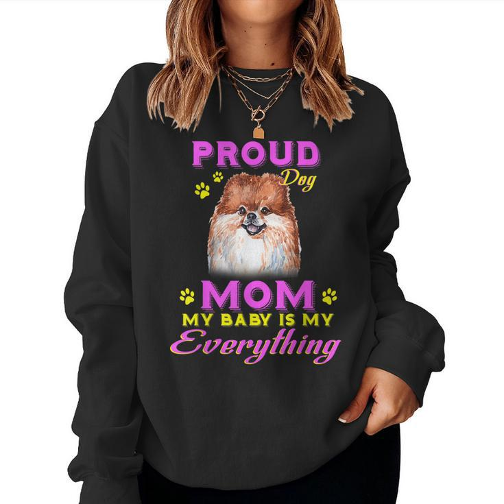 Cute Dogs Proud Dog Pomeranian Mom Women Sweatshirt
