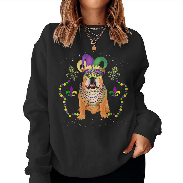 Cute Gift Dog Mom Dog Dad French Bulldog Mardi Gras Women Crewneck Graphic Sweatshirt