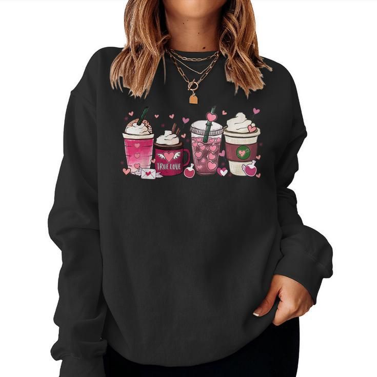 Cute Valentines Day  Valentine Coffee Lover Women Girl  Women Crewneck Graphic Sweatshirt