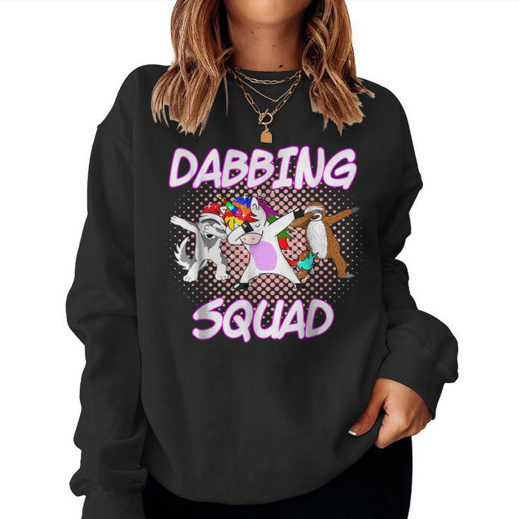 Dabbing Unicorn Sloth Husky T Girls Squad Dab Women Sweatshirt