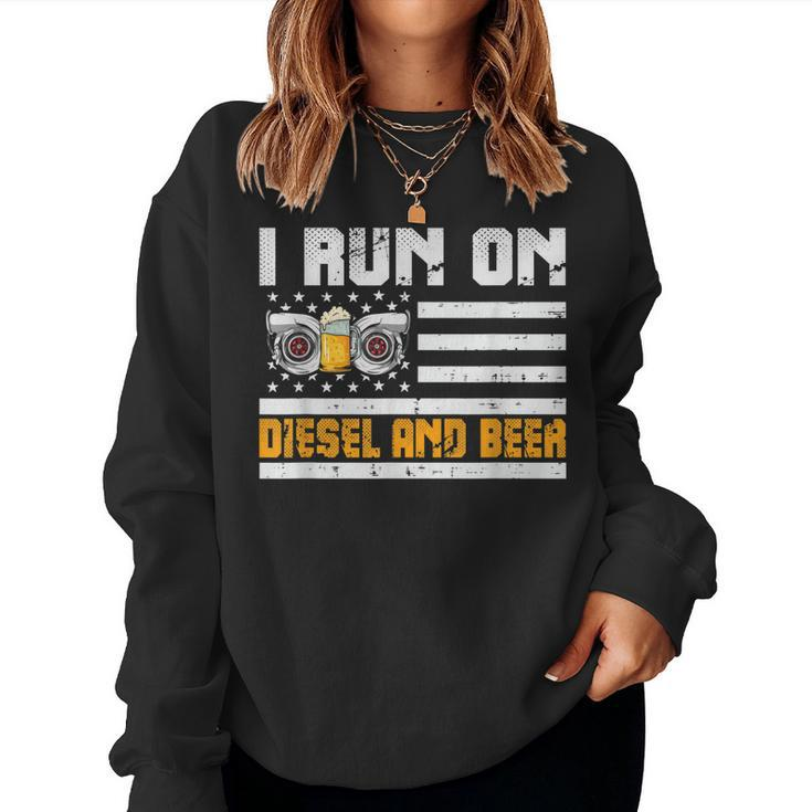 Diesel Motorsport Motorcycle I Run On Diesel And Beer Women Sweatshirt