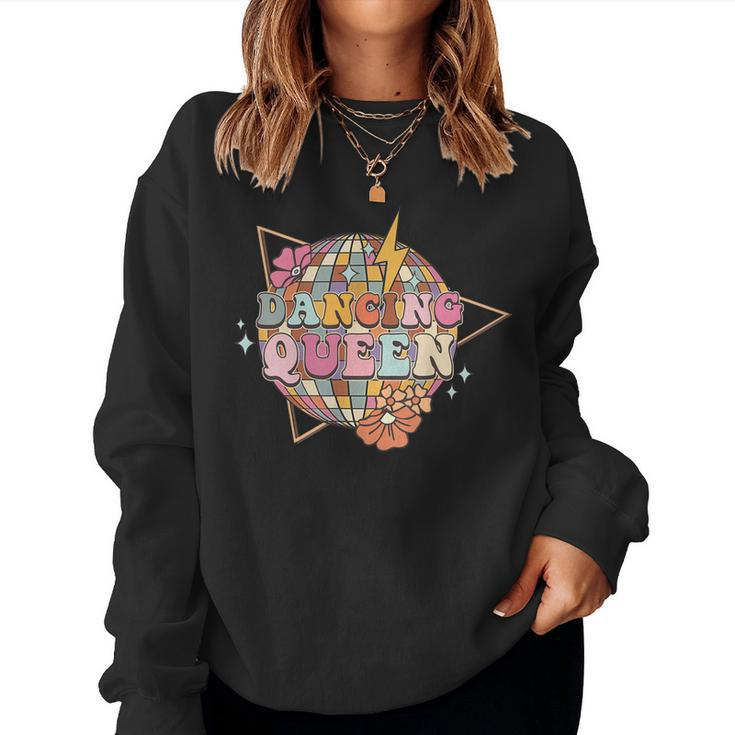 Disco Queen Dance Mom Dancing Queen Vintage Dancing 70S  Women Crewneck Graphic Sweatshirt