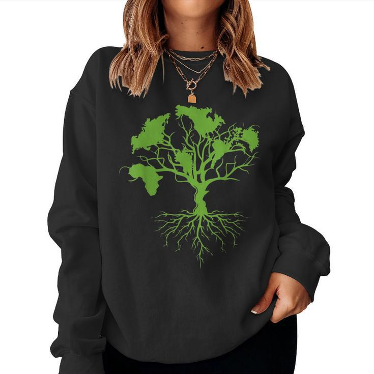 Earth Day 2023 Cute World Map Tree Pro Environment Plant Women Sweatshirt