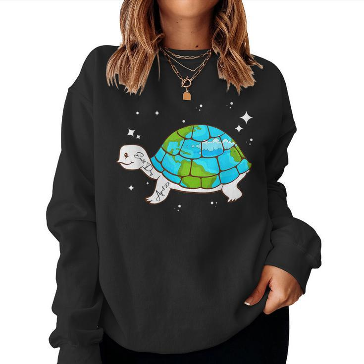 Earth Day 2023 Restore Save The Planet Earth Sea Turtle Women Sweatshirt