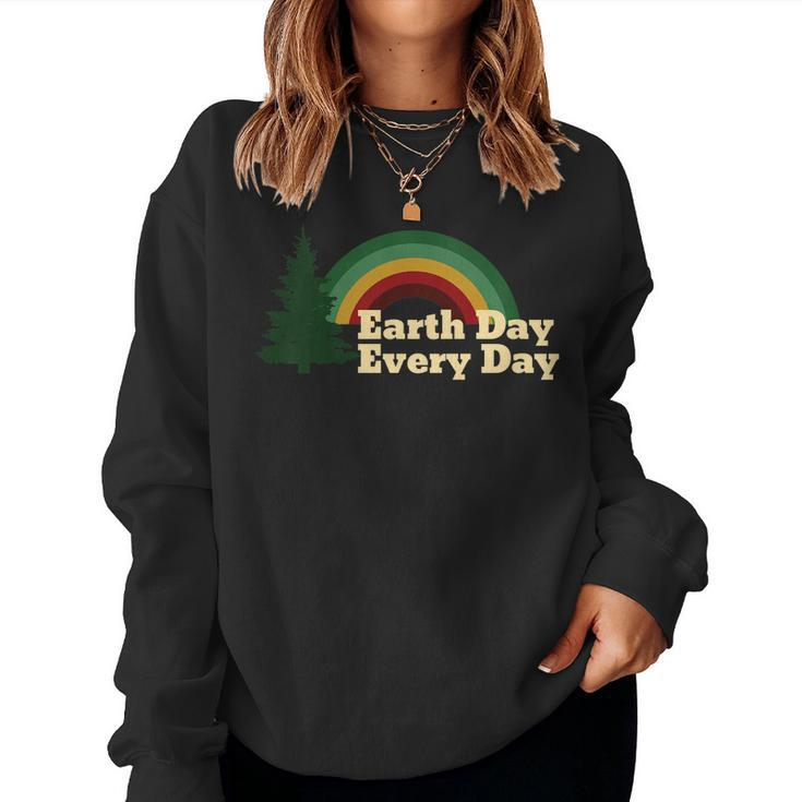 Earth Day Everyday Rainbow Pine Tree Shirt Women Sweatshirt