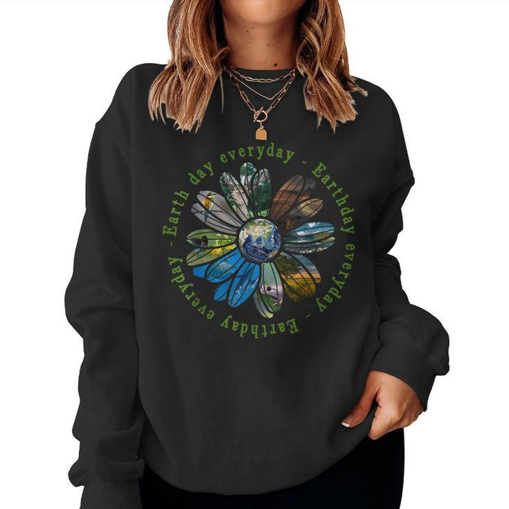 Earth Day Everyday Sunflower Earth Animal Lovers Women Sweatshirt