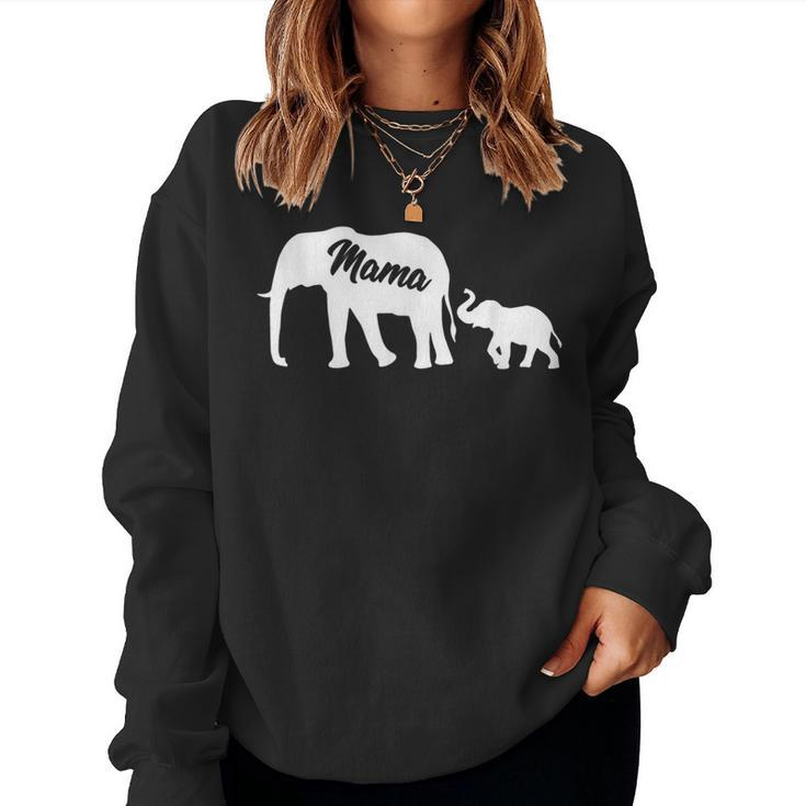 Elephant Mama With Baby Mothers Day Mom Gift  Women Crewneck Graphic Sweatshirt