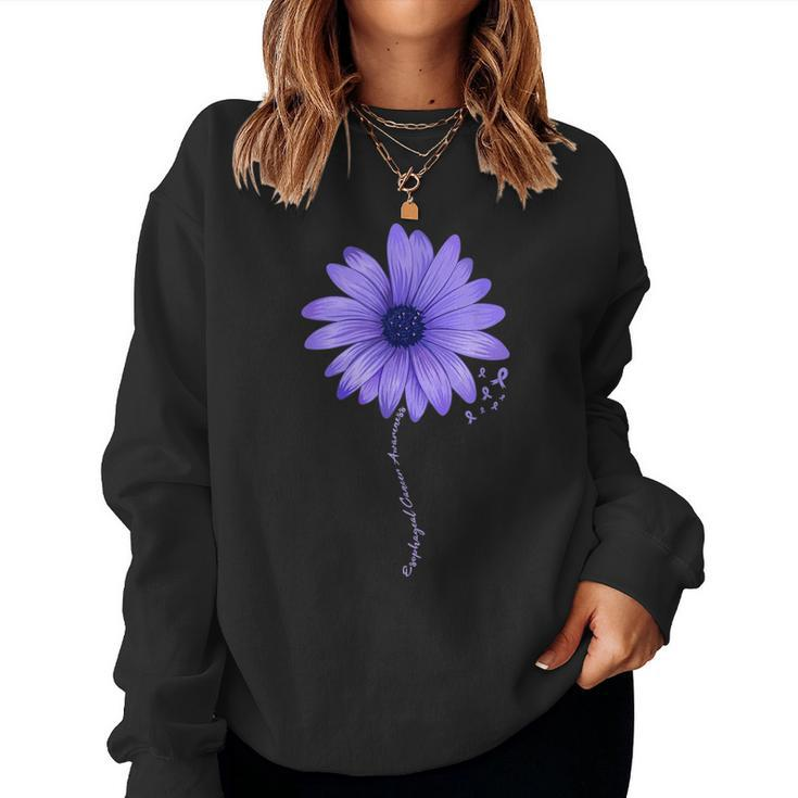 Esophageal Cancer Awareness Sunflower Periwinkle Ribbon Women Sweatshirt