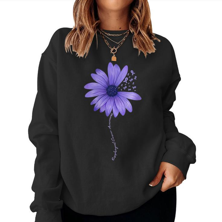 Womens Esophageal Cancer Awareness Sunflower Periwinkle Ribbon Women Sweatshirt