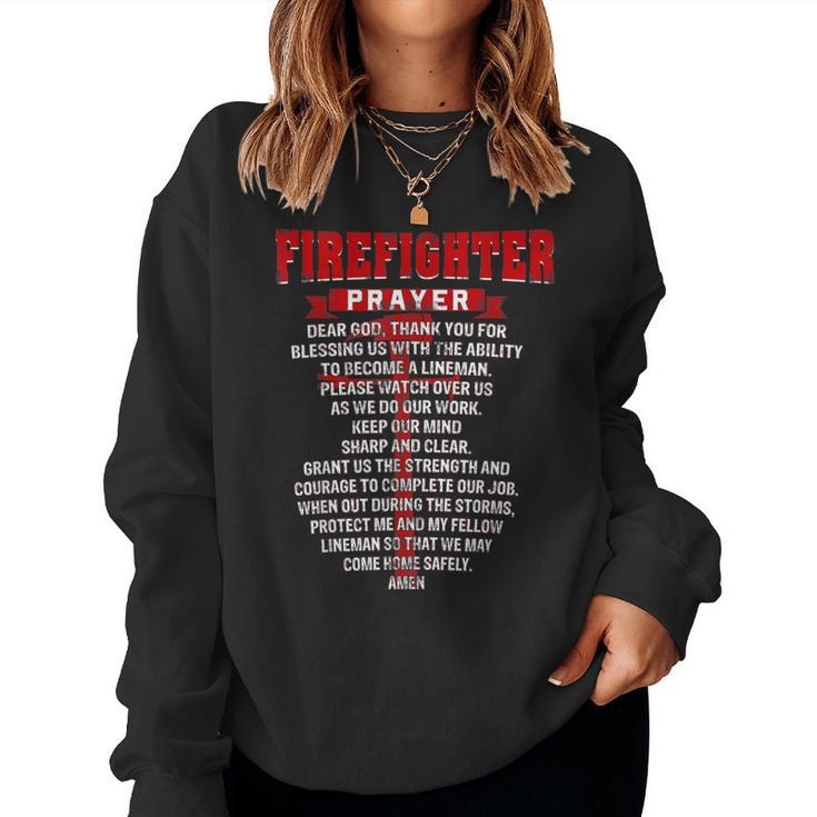 Firefighters Prayer Funny Christian Firemans Dad Husband  Women Crewneck Graphic Sweatshirt