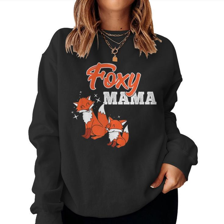 Foxy Mama  Cute Mom Fox  Funny Animal Mommy Gift V2 Women Crewneck Graphic Sweatshirt