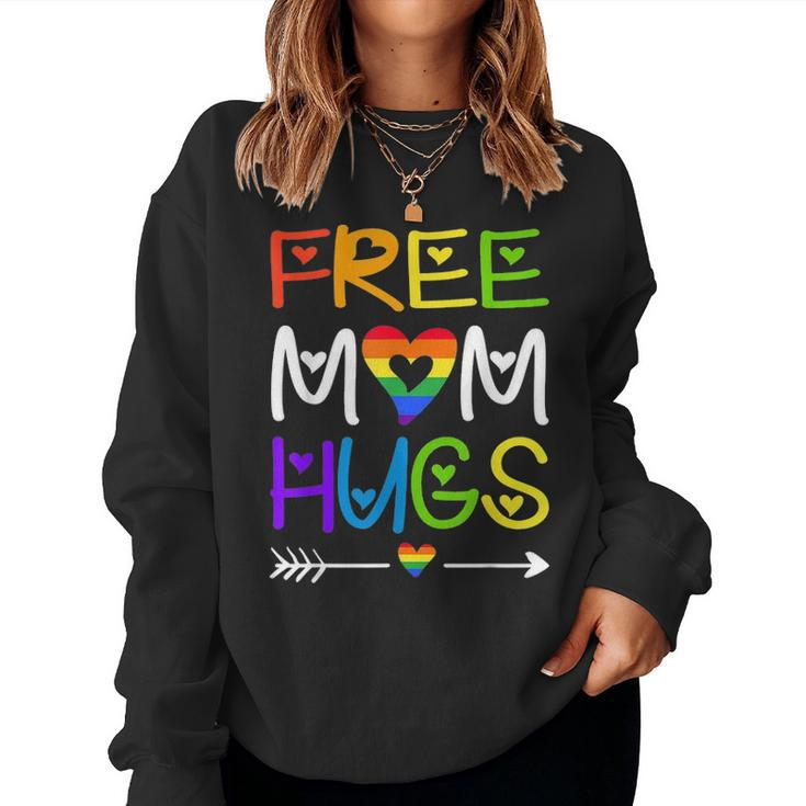 Free Mom Hugs T Rainbow Heart Lgbt Pride Month 1677 Women Crewneck Graphic Sweatshirt