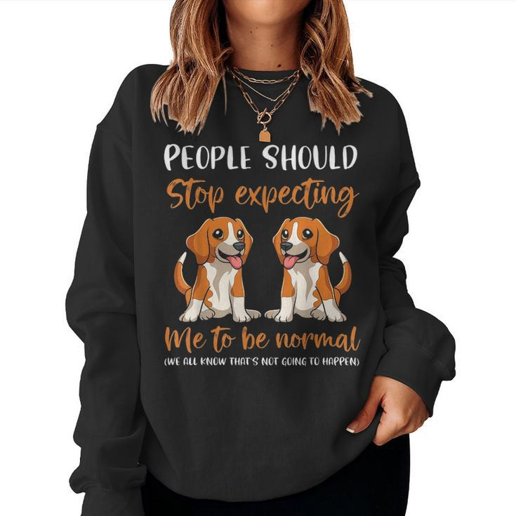 Funny Beagle Mom Of Two Beagles Beagle Dog Mom Women Crewneck Graphic Sweatshirt