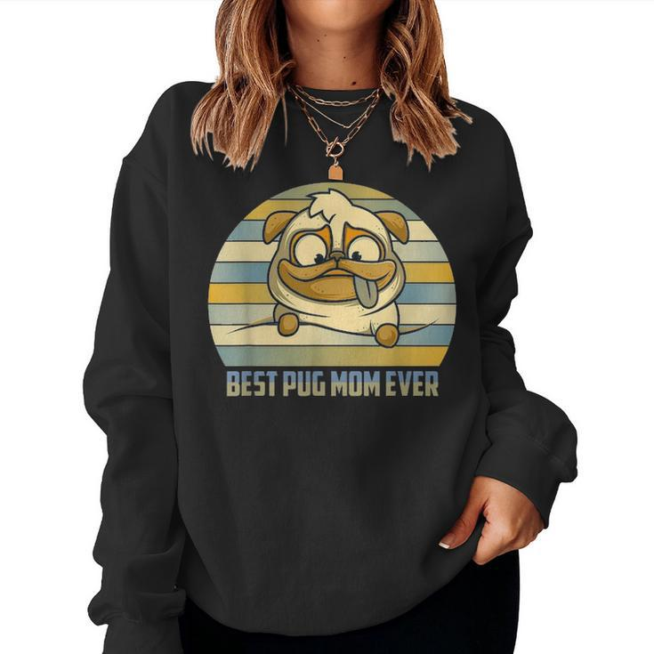 Funny Best Pug Dog Mom Ever Sunset Graphic Great Gift Women Crewneck Graphic Sweatshirt
