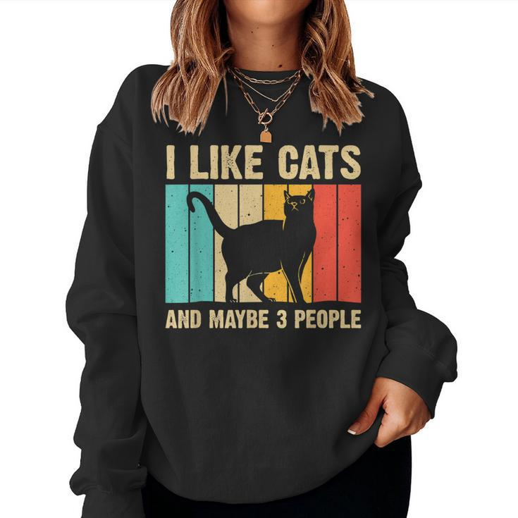 Funny Cat Design Cat Lover For Men Women Animal Introvert  Women Crewneck Graphic Sweatshirt
