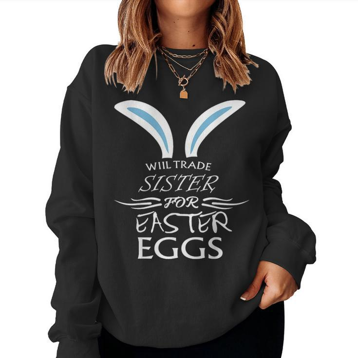 Funny Easter Sister Egg Hunting Rabbit Party Women Crewneck Graphic Sweatshirt