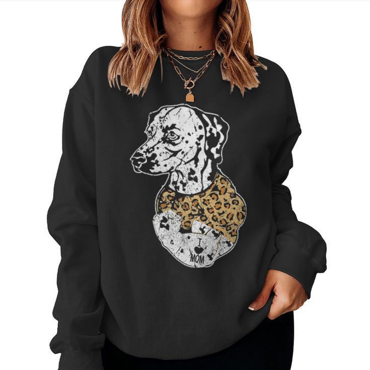 Funny Leopard Dalmatian Mom Costume Mothers Day Gift Women Crewneck Graphic Sweatshirt