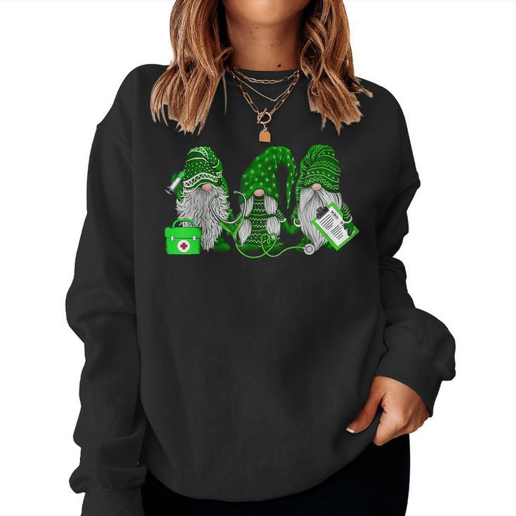 Funny Nurse Gnomes St Patricks Day  Nursing Lover  Women Crewneck Graphic Sweatshirt
