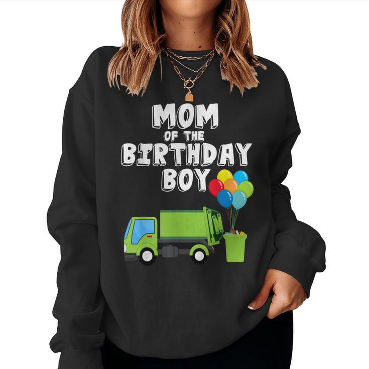 Garbage Truck Mom Birthday Boy Balloons Birthday Party  Women Crewneck Graphic Sweatshirt