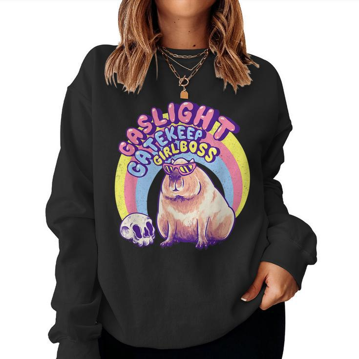 Gaslight Gatekeep Girlboss Capybara Momcore Karen Sunglasses Women Sweatshirt