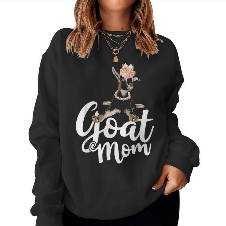 Goat Mom Funny Goat Lover Or Goat Farmer Cute Art Women Crewneck Graphic Sweatshirt