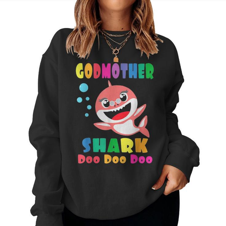Godmother Shark  Funny Mothers Day Gift For Womens Mom Women Crewneck Graphic Sweatshirt