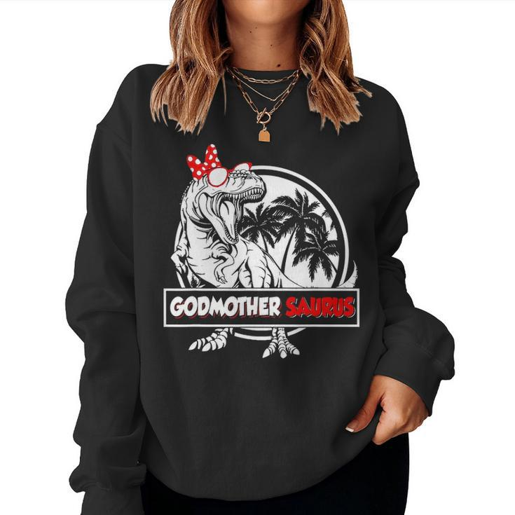 Godmothersaurus T Rex Dinosaur Funny Godmother Saurus Family Women Crewneck Graphic Sweatshirt